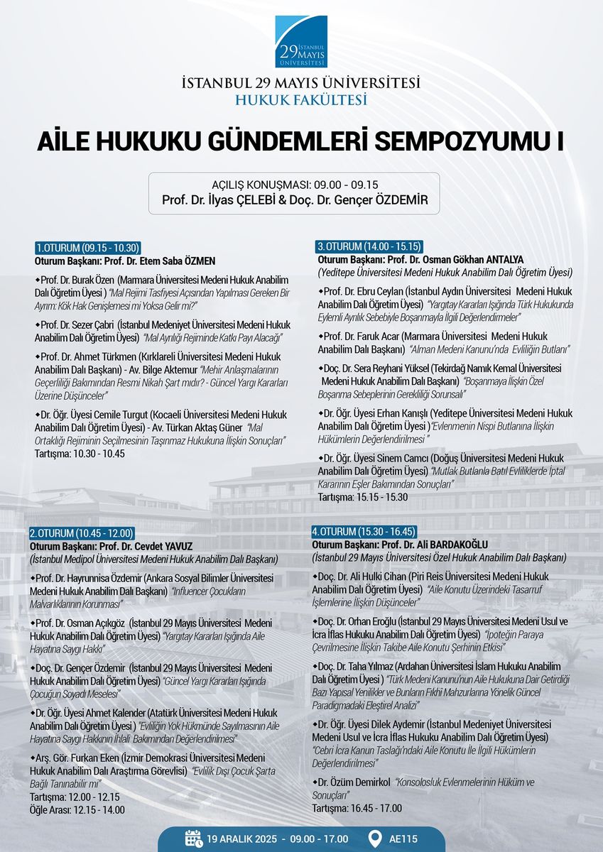 Symposium Familienrecht aktuell I (Istanbul-29-Mayıs-Universität) — Plakat