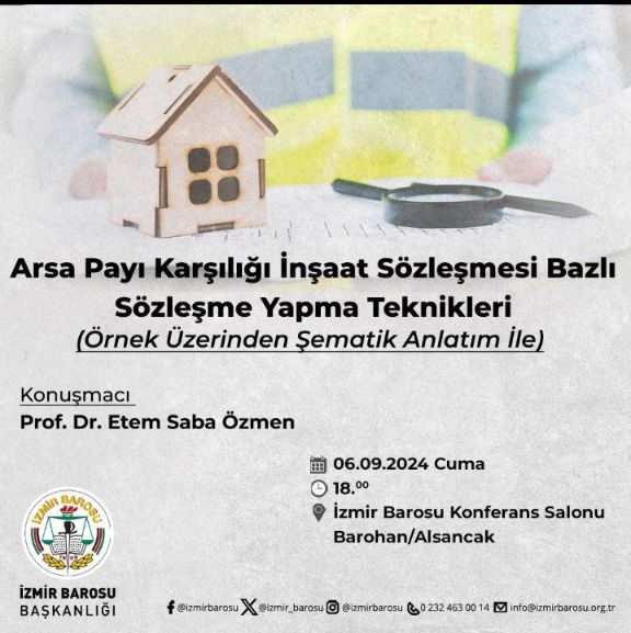 Arsa Payı Karşılığı İnşaat Sözleşmesi Bazlı Sözleşme Yapma Teknikleri (İzmir Barosu) — Afiş
