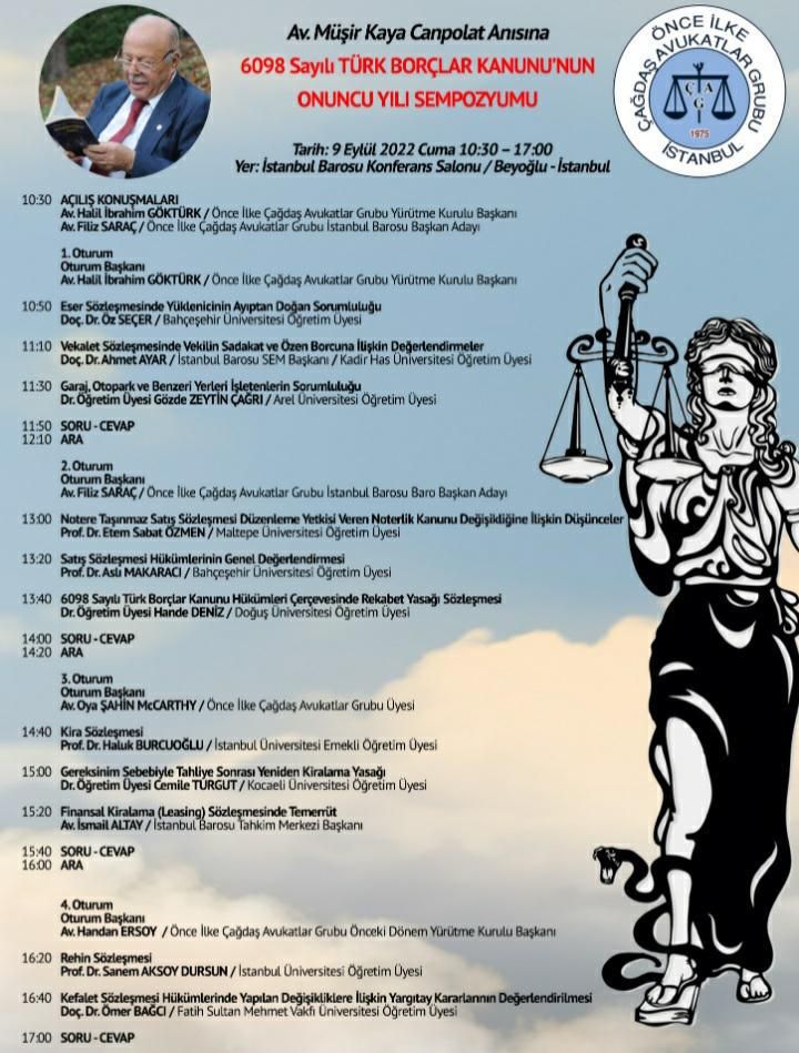 Symposium on the Tenth Anniversary of the Turkish Code of Obligations, in Memory of Av. Müşir Kaya Canpolat — Poster