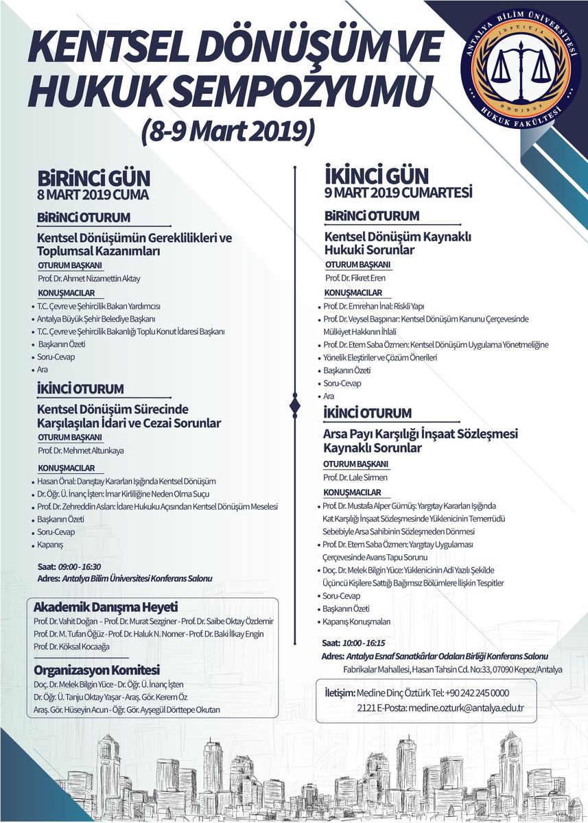 Symposium on Urban Regeneration and Law (Antalya Bilim University) — Poster