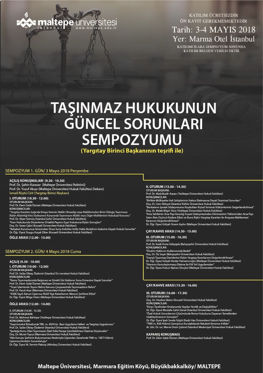 Symposium on Current Issues in Real Property Law (Maltepe University, 2018) — Poster