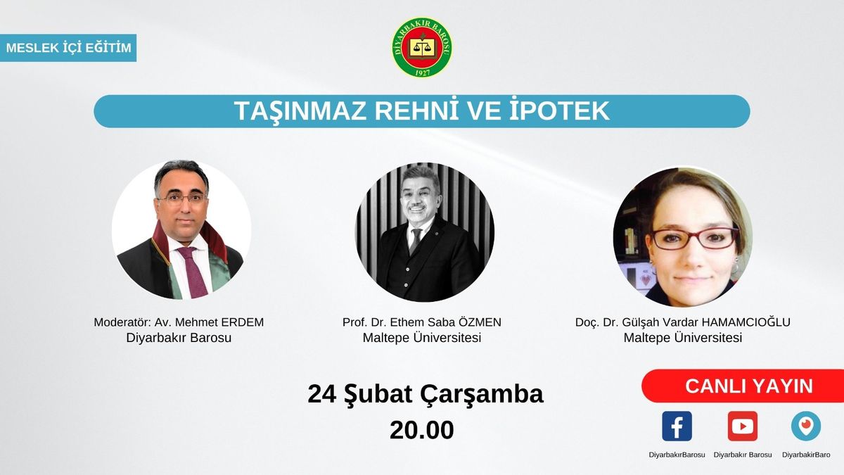Grundpfandrechte und Hypotheken (Fortbildung der Anwaltskammer Diyarbakır) — Plakat
