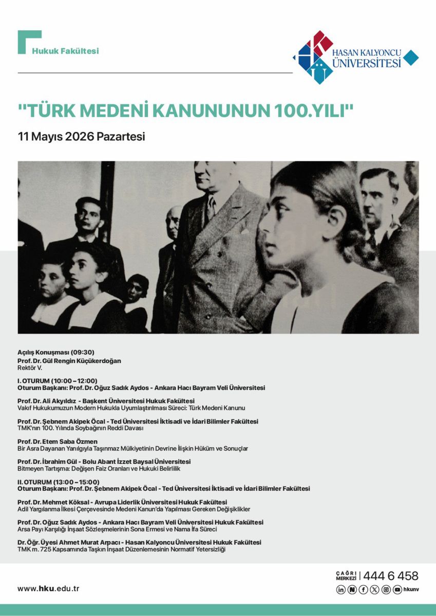 Symposium on the Centenary of the Turkish Civil Code — Hasan Kalyoncu University — Poster