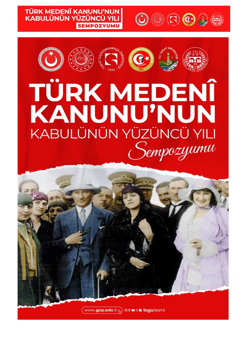 Symposium zum 100. Jahrestag der Annahme des Türkischen Zivilgesetzbuchs (Tokat) — Plakat