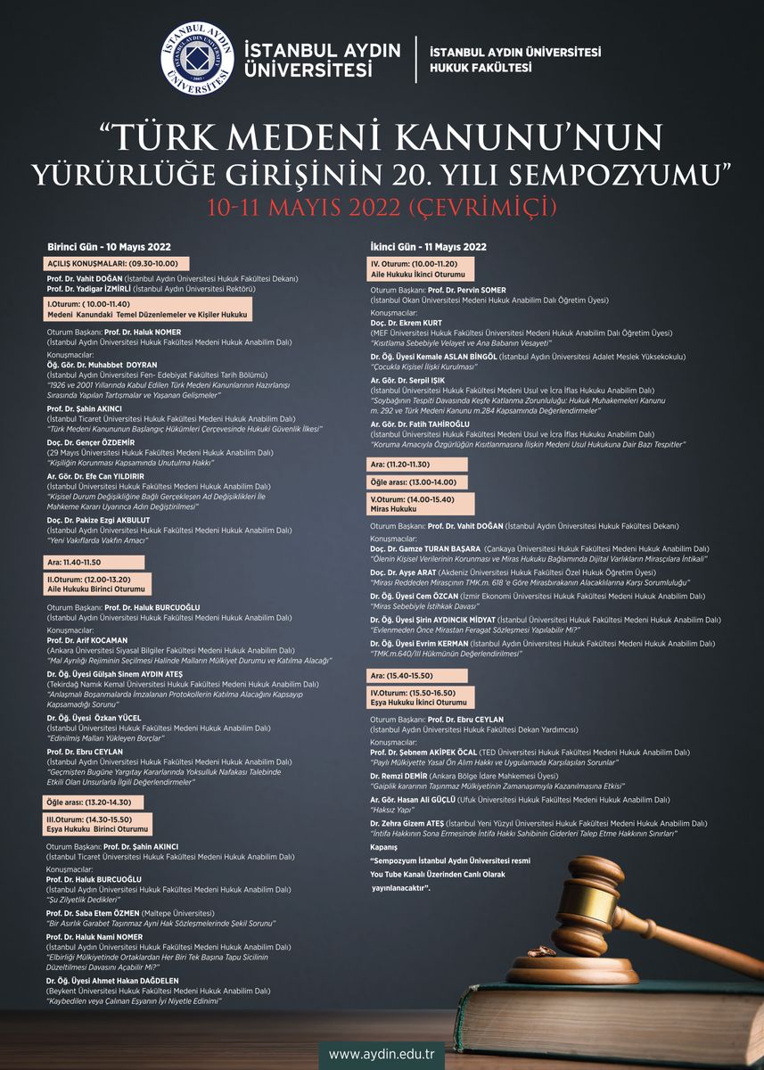 Symposium on the 20th Anniversary of the Turkish Civil Code in Force — Poster