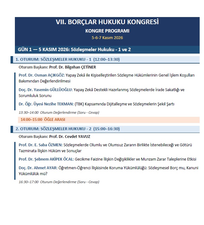 VII. BORÇLAR HUKUKU KONGRESİ — Afiş
